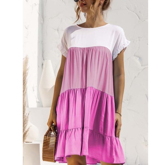 Boho spring summer ruffle trim mini dress - Picture 6 of 12